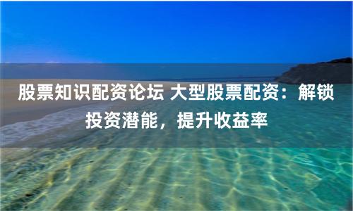 股票知识配资论坛 大型股票配资：解锁投资潜能，提升收益率