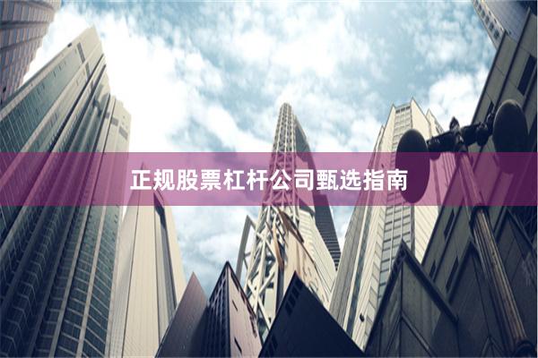正规股票杠杆公司甄选指南
